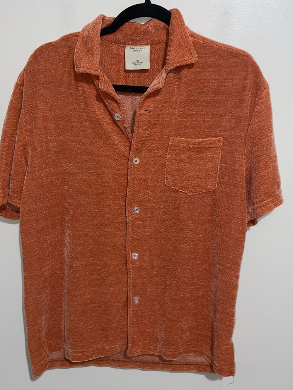 Massive Luxury Shirt Mens Medium Soft Knit Top Stretch Beach Retro Orange